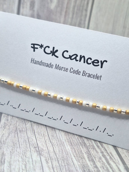F*ck Cancer Morse Code - Seed Bead Bracelet