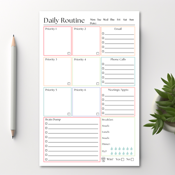 Daily Routine and Priority Planner Notepad