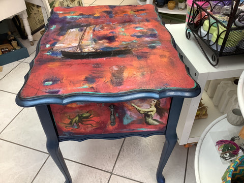 The sea - Side Table - Painted by Tabitha