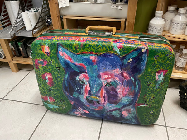 "Bear with Me" - Big Bear Suitcase - Painted by Tabitha