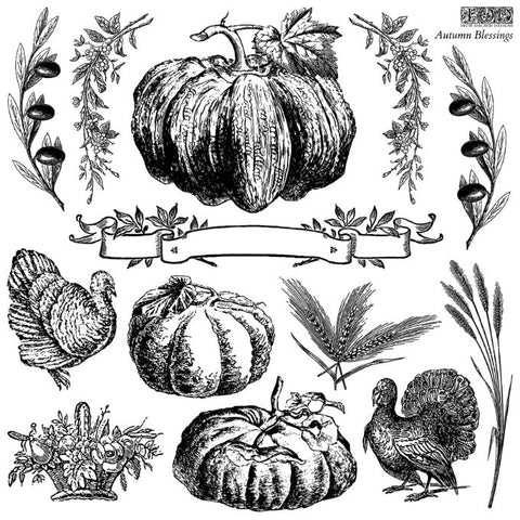 Autumn Blessings Stamp (Single Sheet12″x12″) Q3 2025 LIMITED EDITION - Iron Orchid Designs