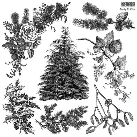 Holly & Pine (Single Sheet12″x12″) Q3 2025 LIMITED EDITION - Iron Orchid Designs