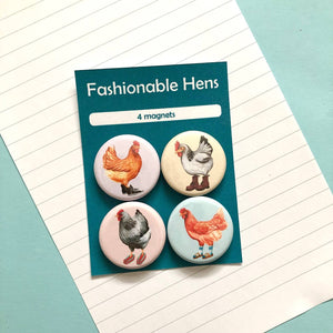Chickens, Magnets - Set of 4