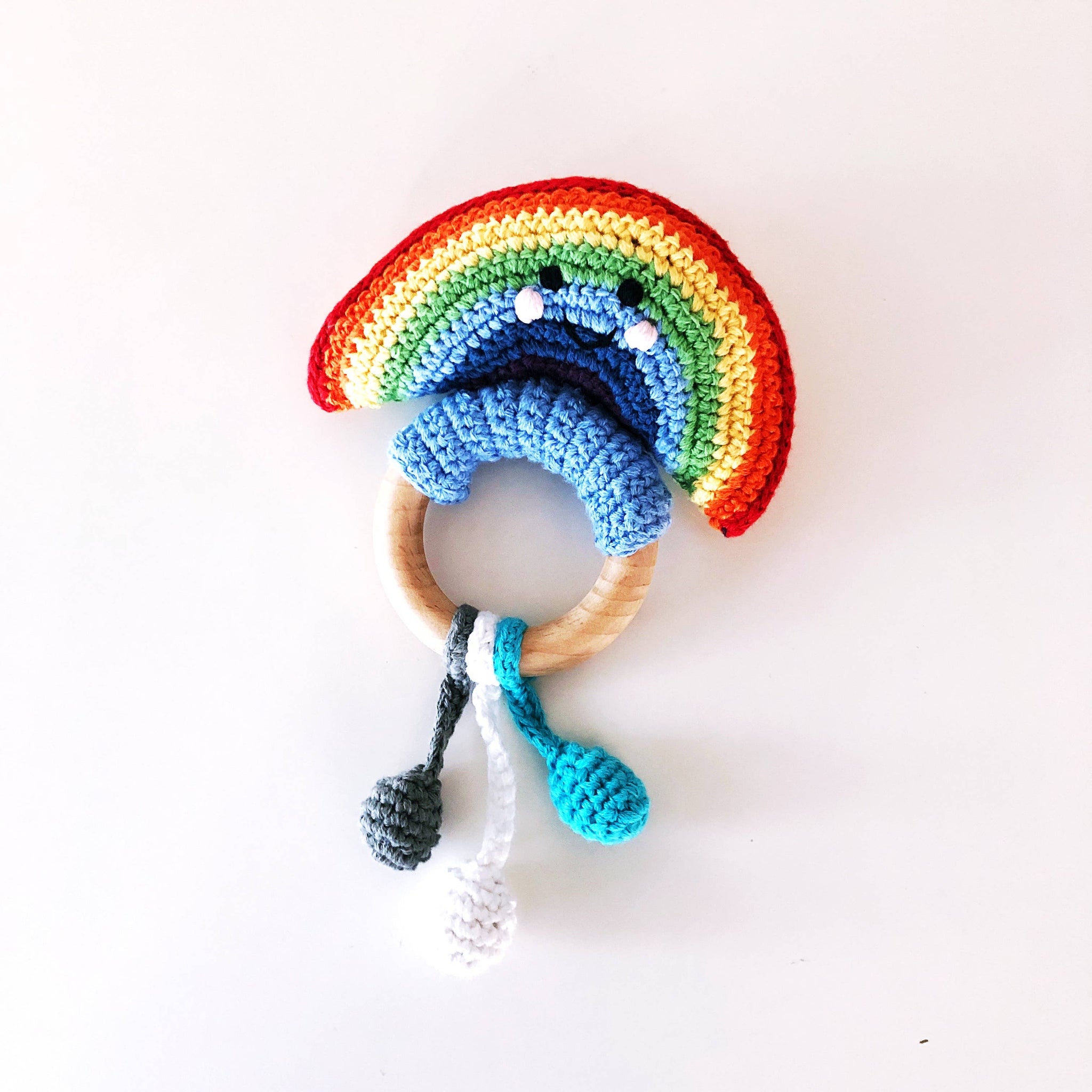 Wooden Teething Ring - Rattle Rainbow - Pebble