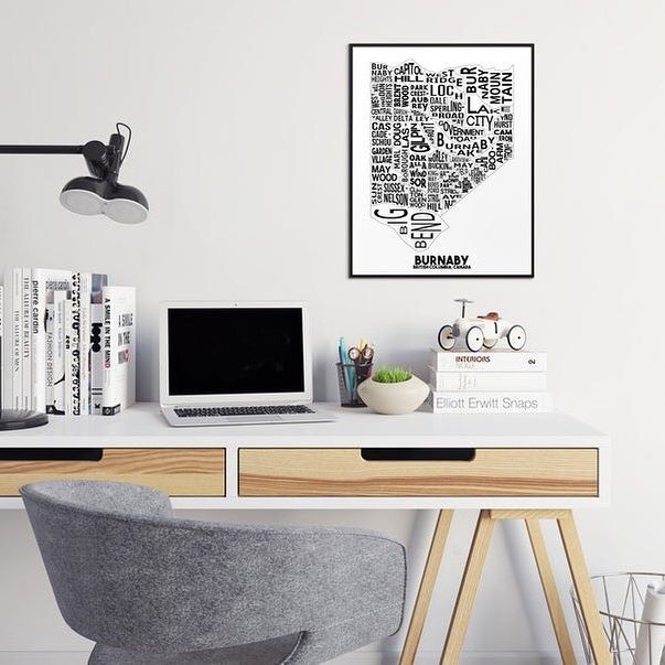 Typographic Neighborhood City Map Print - 11 x 14