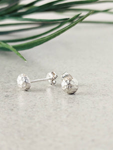 Hammered Silver Earrings Studs, Minimalist Jewelry