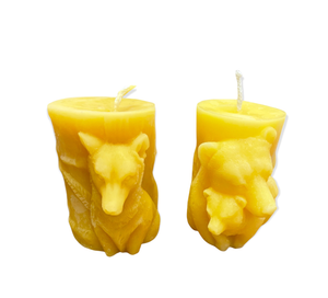 Beeswax Candle Set - Wolf and Bear - 100% beeswax