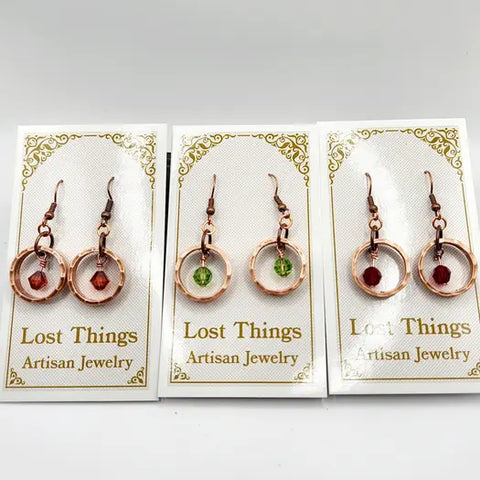 Penny earrings  with Gemstones - Lost Things